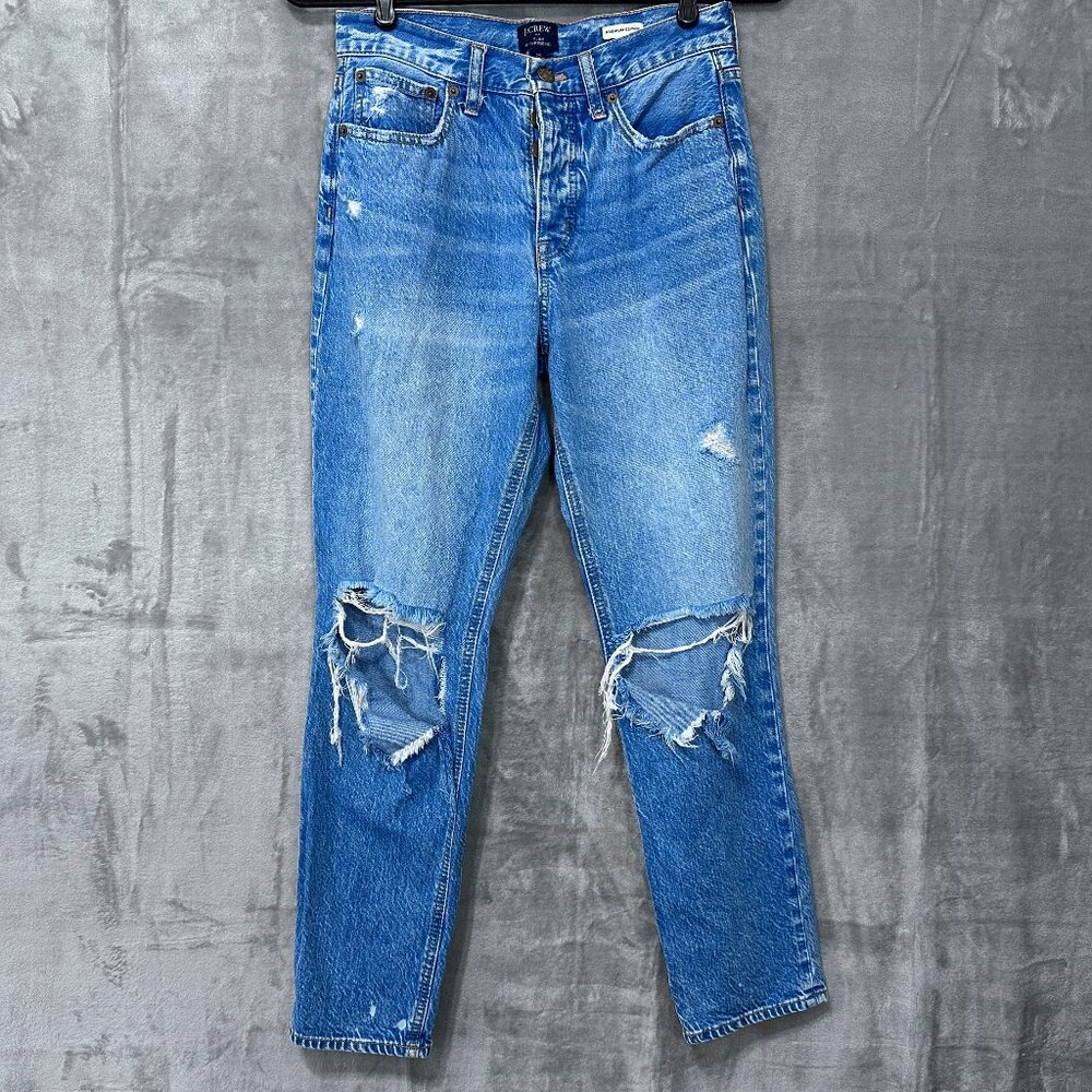 J.Crew Distressed Button-Fly Slim Boyfriend Jeans Sz 25